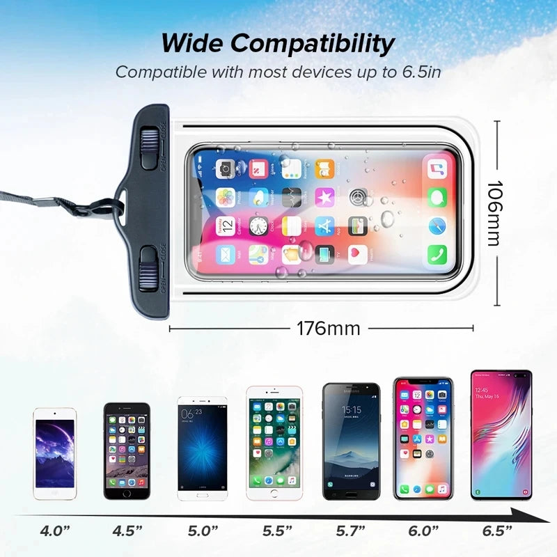 Universal Waterproof Phone Case – Underwater Protector Pouch for iPhone 12 Pro, XS Max, XR, and More – Perfect for Swimming and Water Activities